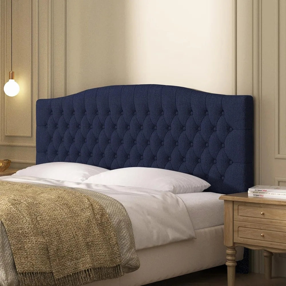 King Modern Wall-Mounted Linen Headboard, Padded