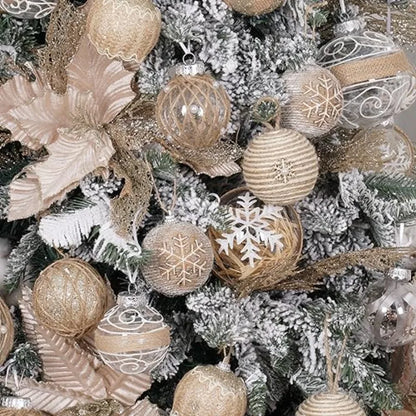 12 Farmhouse Christmas Ball Ornaments Set Rustic