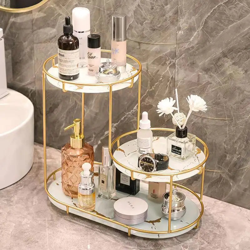 Bathroom cosmetics storage rack at your fingertips