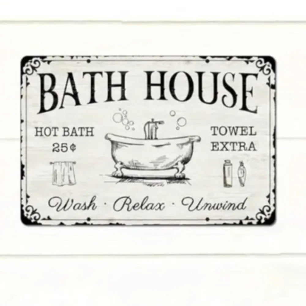 Bathroom Wall Decor Antique Sign Relaxing Farmhouse