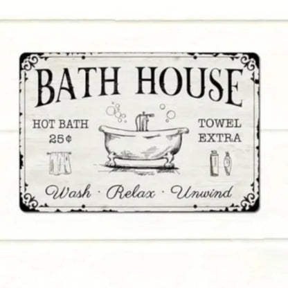 Bathroom Wall Decor Antique Sign Relaxing Farmhouse