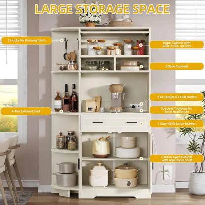 Farmhouse-Style Kitchen Pantry Cabinet with Drawers