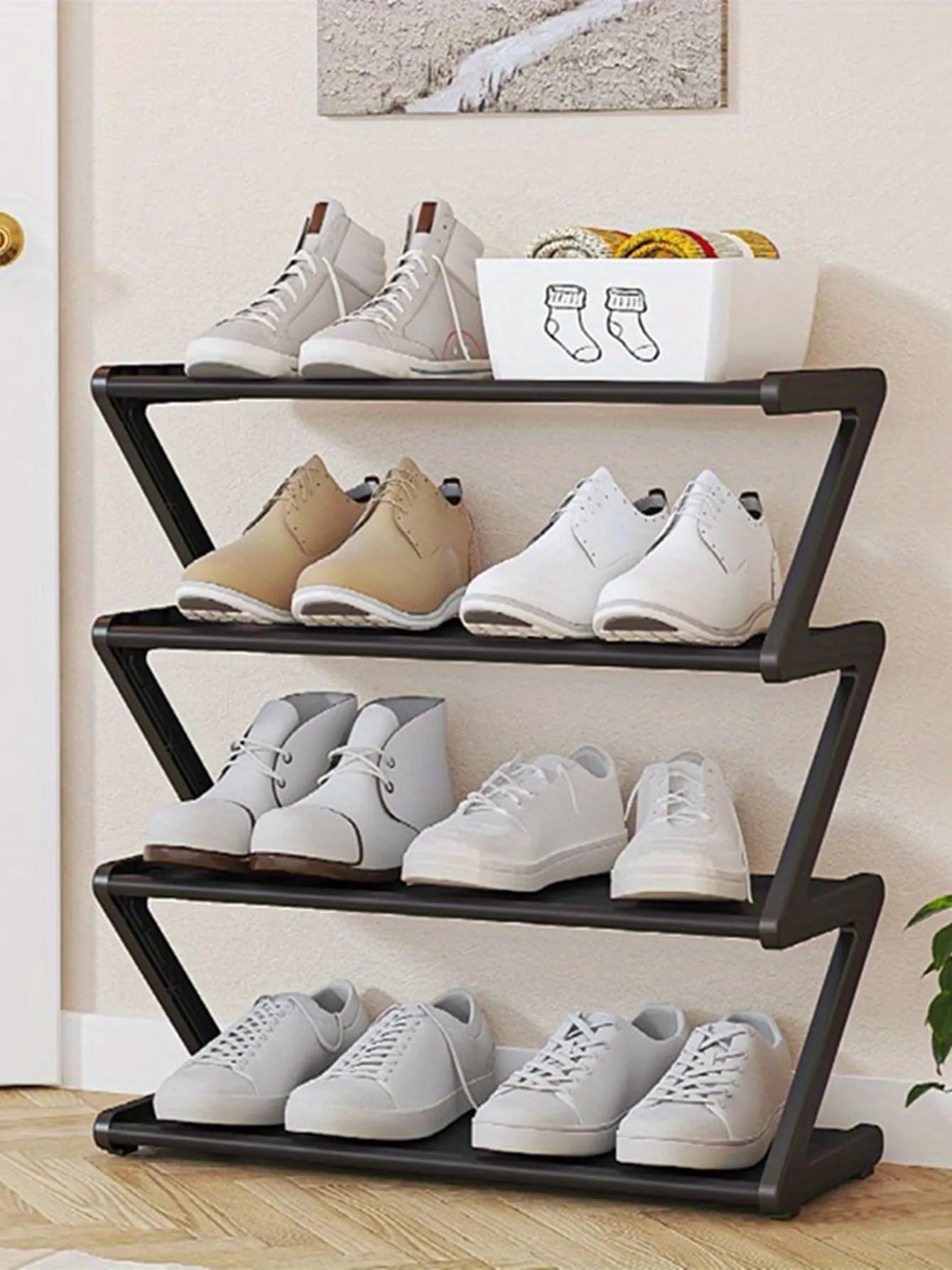 Z-Shaped Shoe Rack, Multi functional Storage Rack