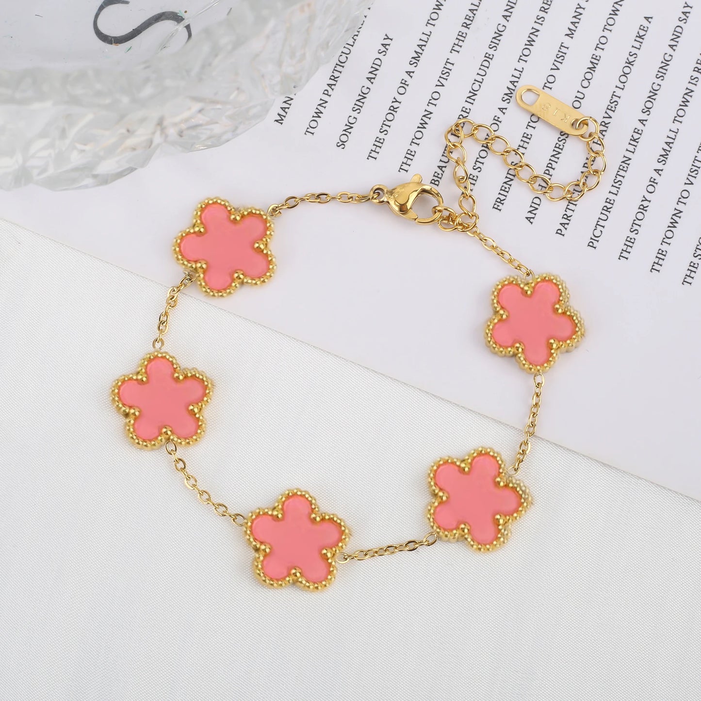 Luxury Stainless Steel Adjustable Five Flower Bracelet