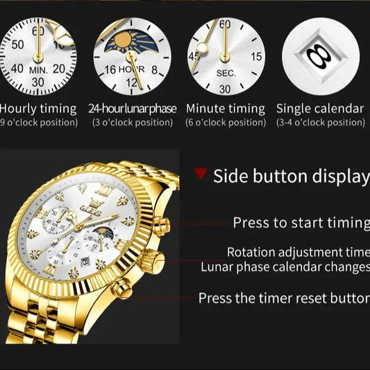 Men's Classic Lunar Phase Waterproof Watch