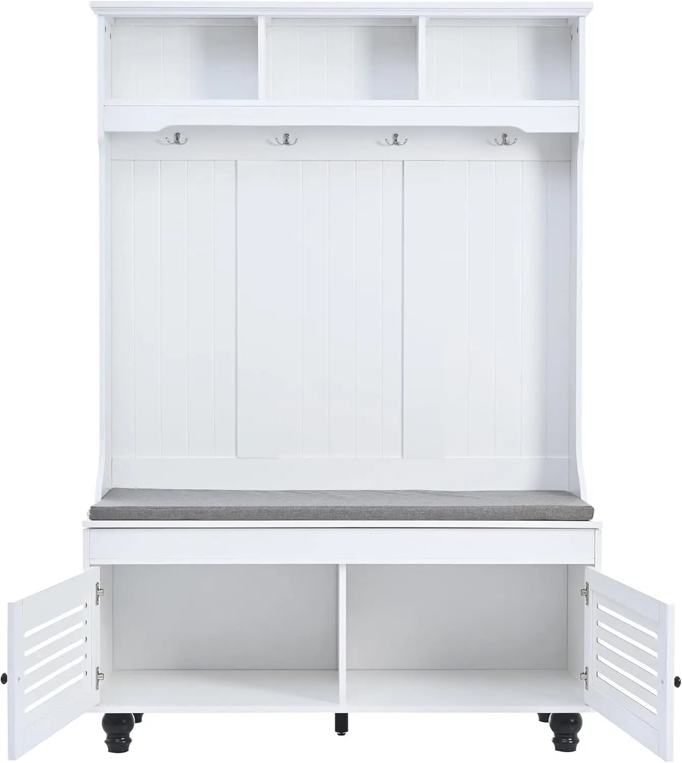 Coat Rack Wood Tree with Shoe Storage