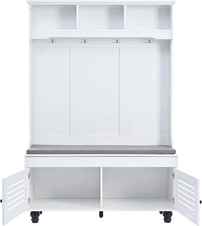 Coat Rack Wood Tree with Shoe Storage