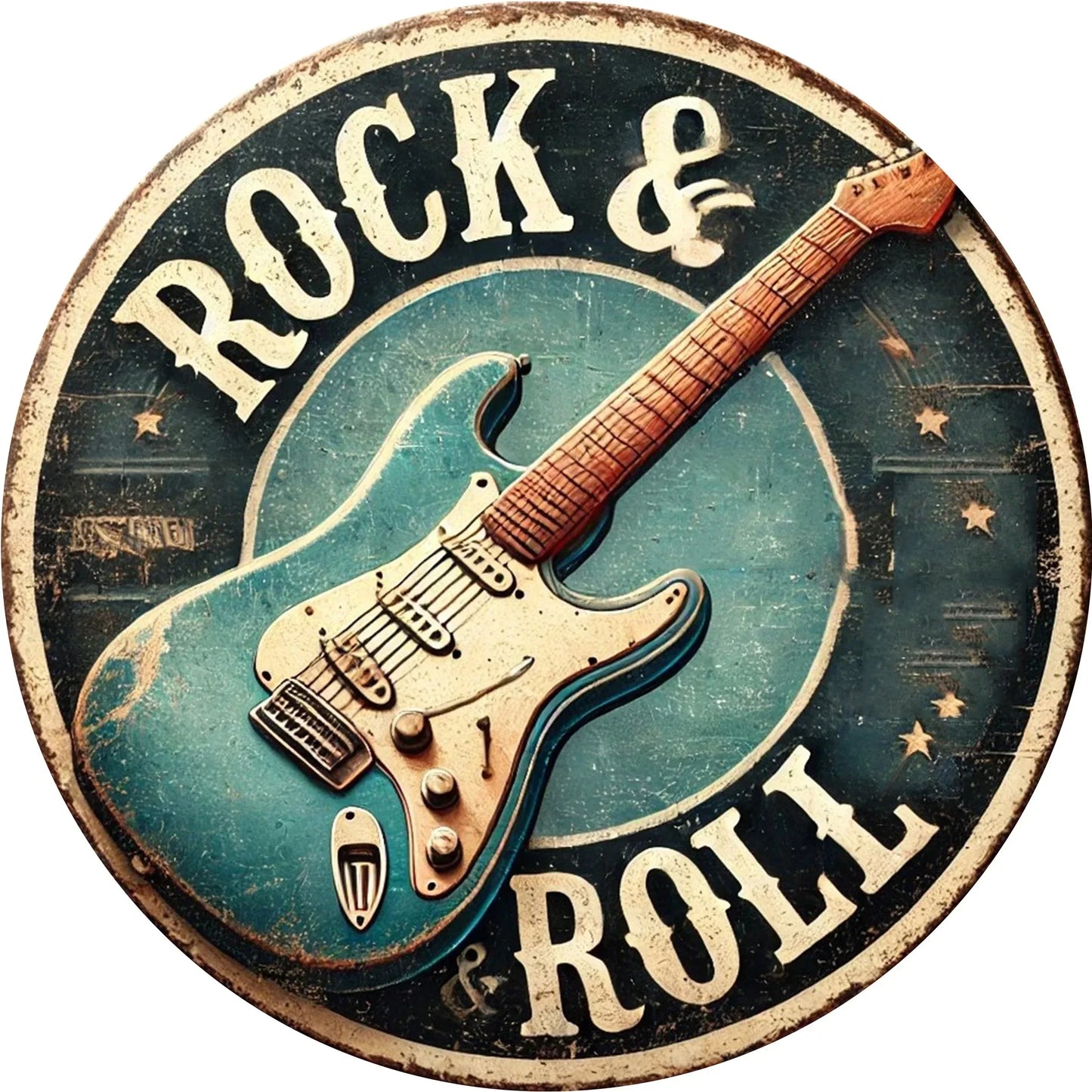 Rock & Roll Guitar Aluminum Tin Sign