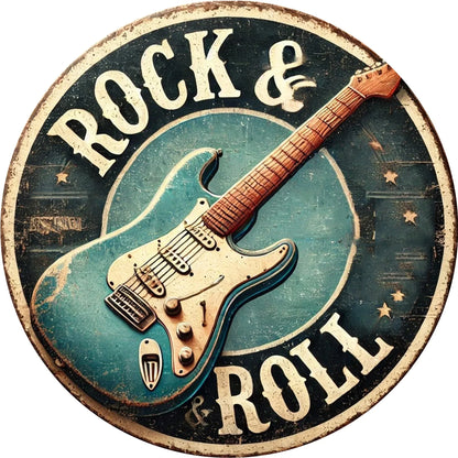 Rock & Roll Guitar Aluminum Tin Sign