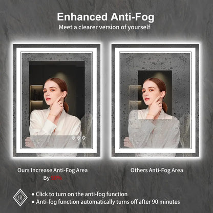 LED Bathroom Mirror, Gradient Front and Backlit