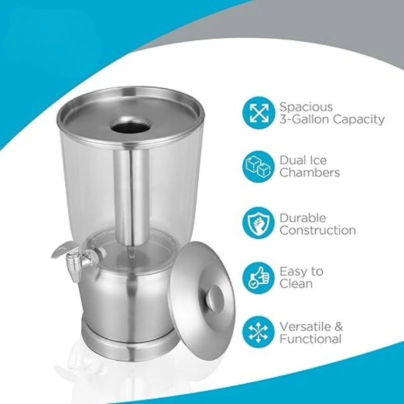 3 Gallon Stainless Steel Beverage Dispenser with Spigot