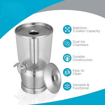 3 Gallon Stainless Steel Beverage Dispenser with Spigot