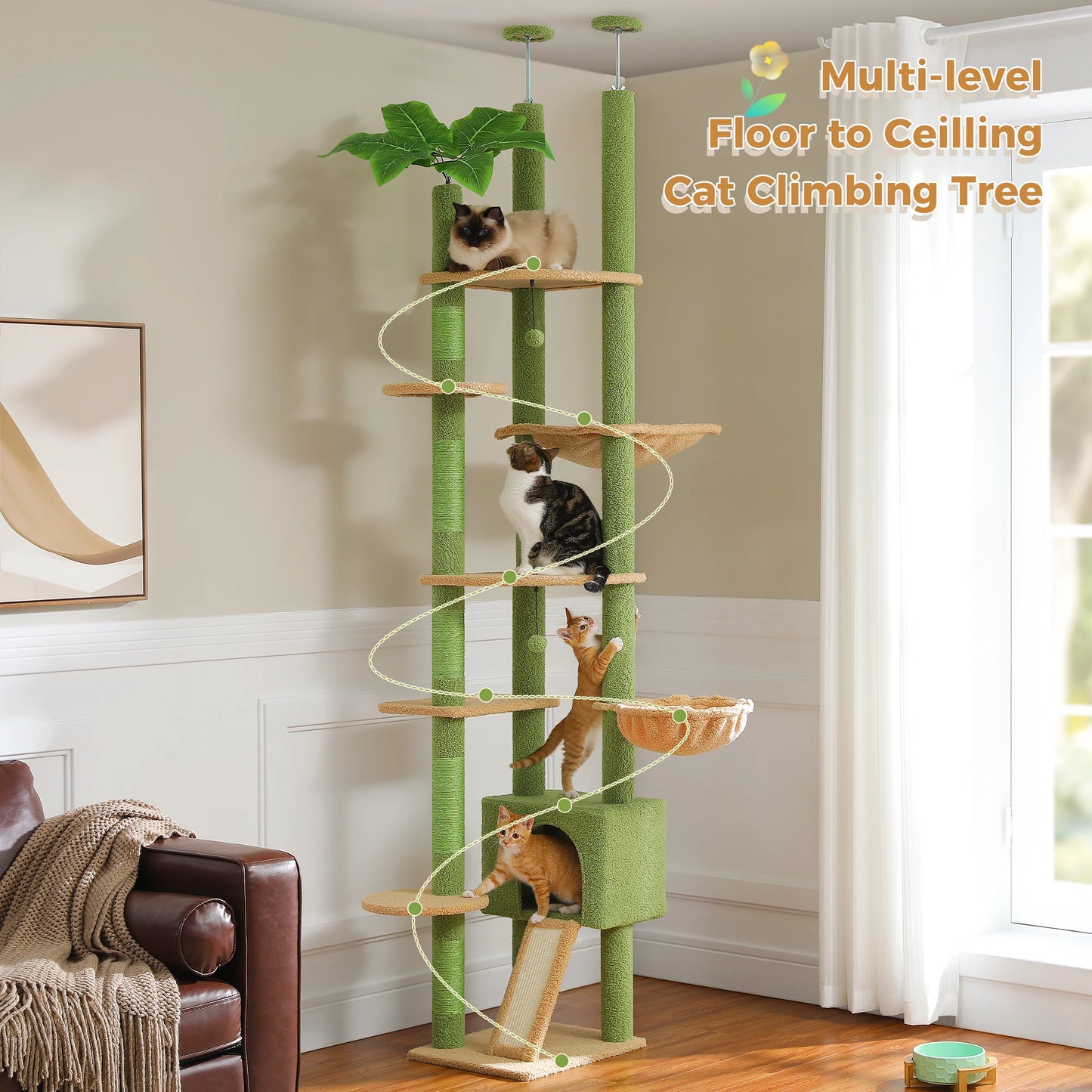 Cactus Cat Tree Floor to Ceiling Tower