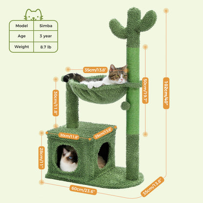 Cactus Cat Tree with Large Condo & Hammock