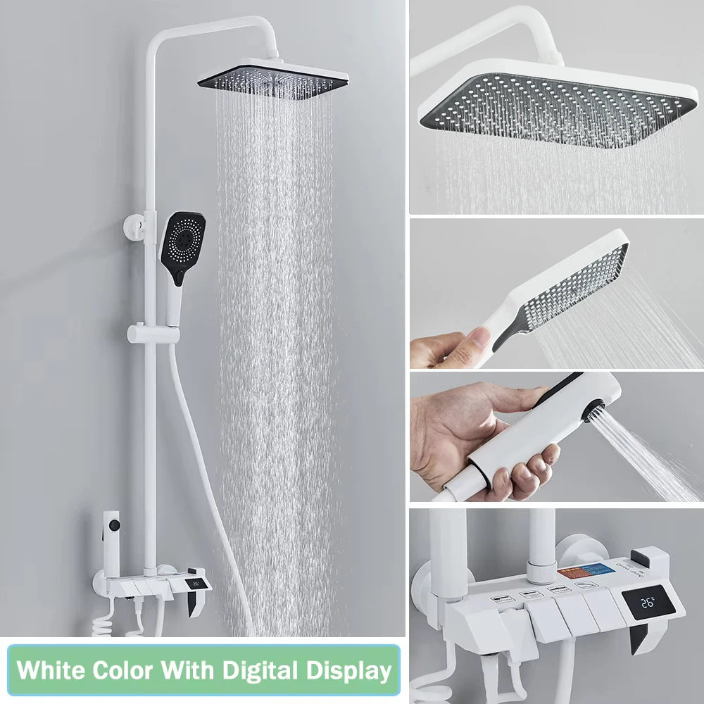 Black Smart Digital Display Shower Faucet Set