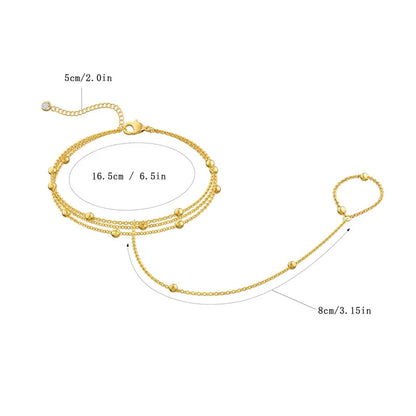 Minimalist Thin Chain Connected Finger Ring Bracelets