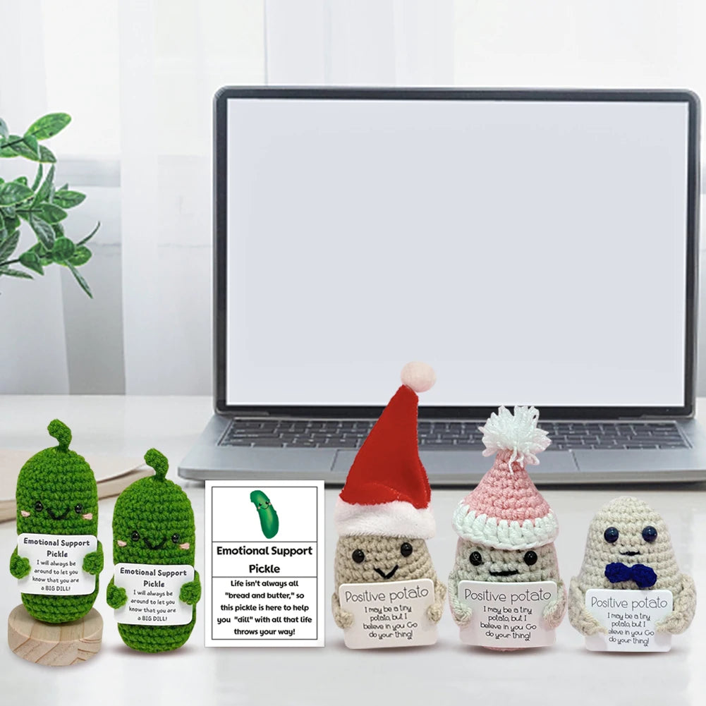 Cute Handwoven Ornaments with Wooden Base Christmas