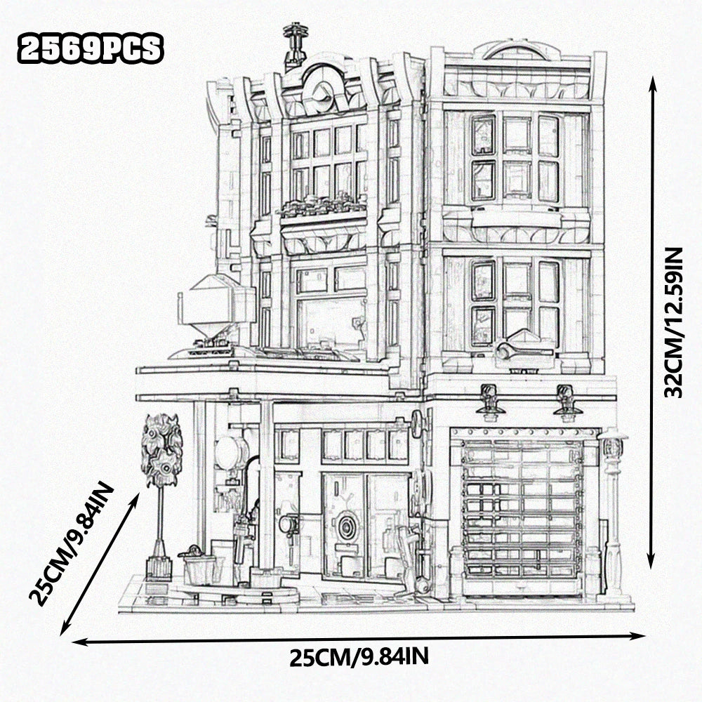 Downtown Street View House Model Building Blocks