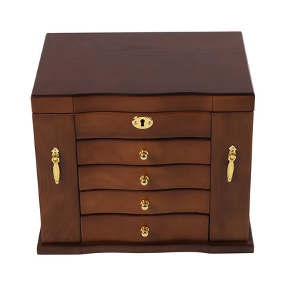 Combo Lock Wooden Jewelry Box with Mirror
