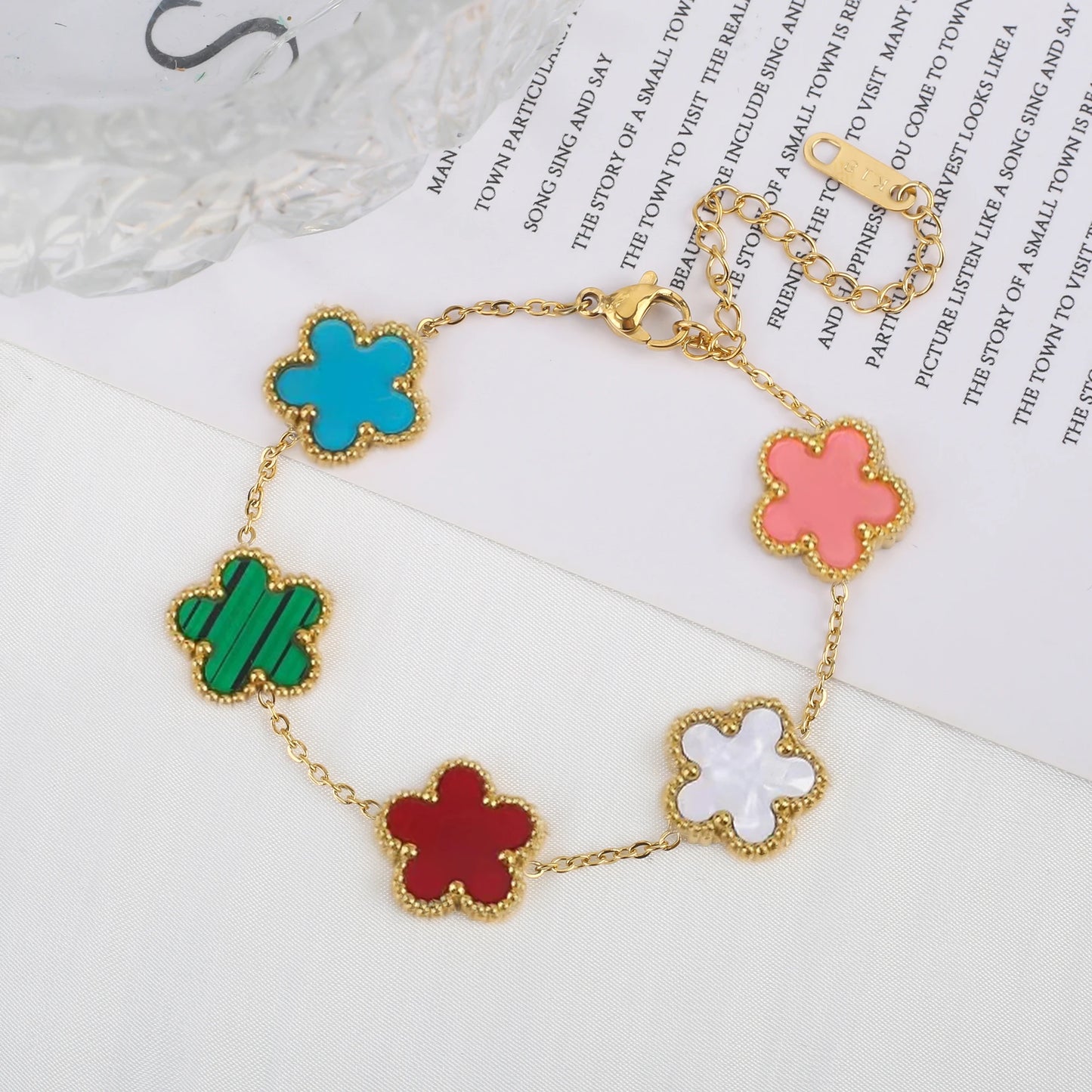 Luxury Stainless Steel Adjustable Five Flower Bracelet