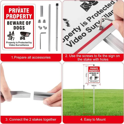 Private Sign - Beware of Dog & Surveillance