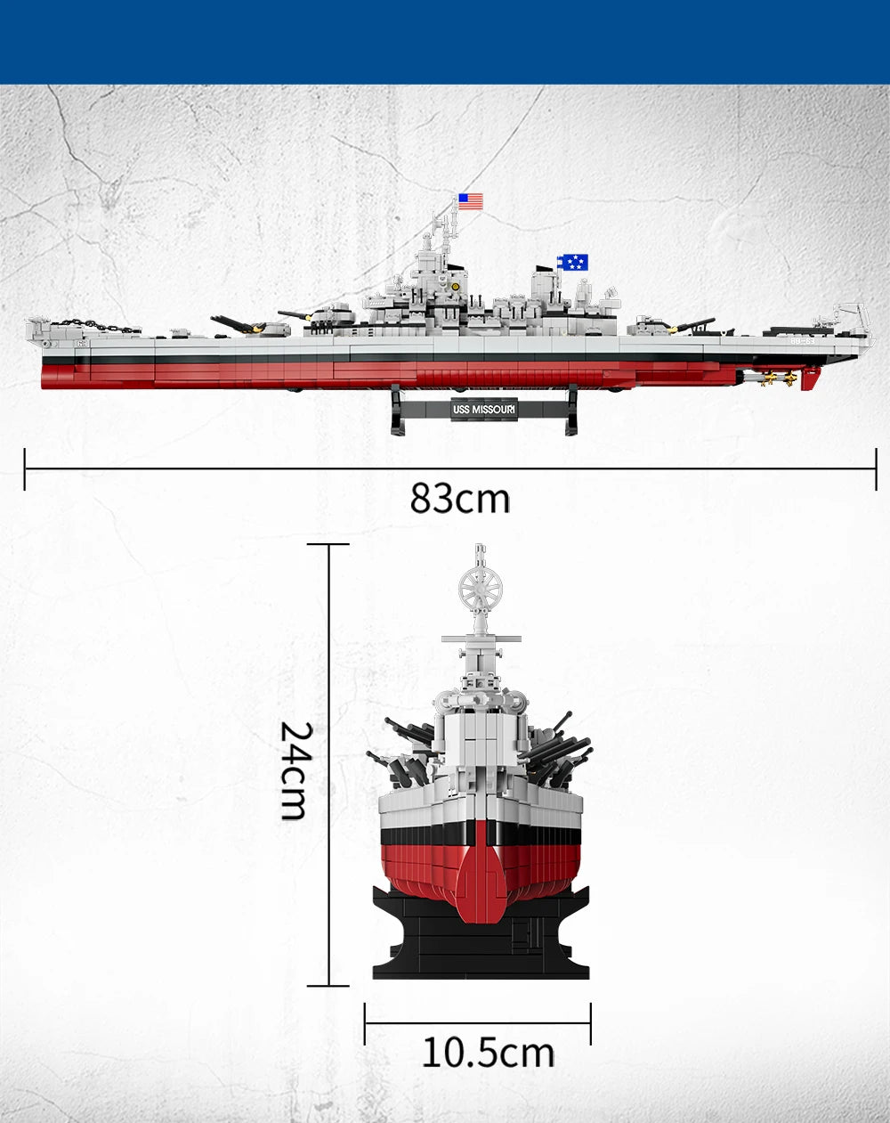 USS Missouri battleship model building block kit