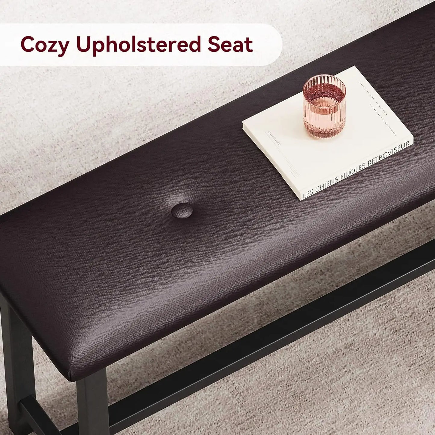 Rectangular Dining Table Set With Upholstered Benches