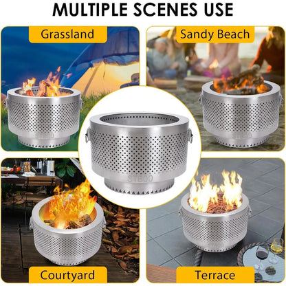 Fire Pit for Outside with Portable Storage