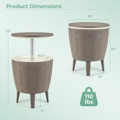 All-Weather Outdoor Cooler Patio Bar Side Table