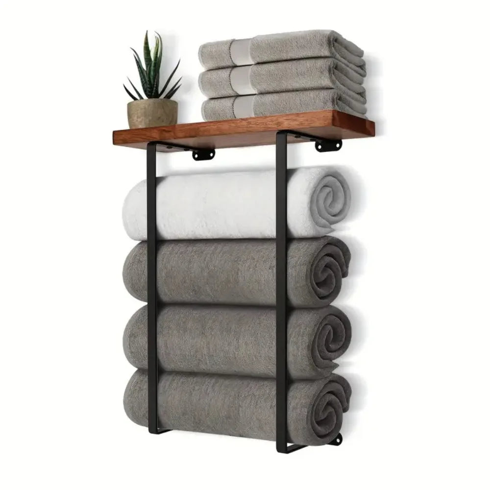 Bathroom Towel Rack Made of Iron/Wooden