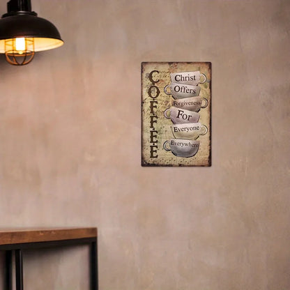 Tin Painting Vintage Coffee Metal Tin Art Sign