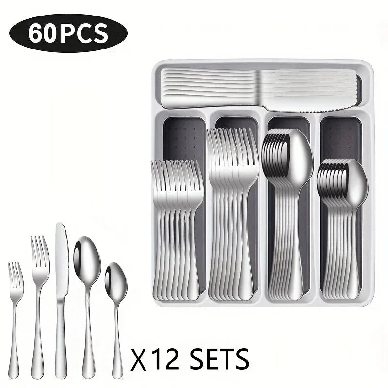 60 Pieces Cutlery Set with Drawer Storage
