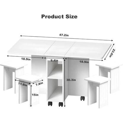 Space-Saving Folding Drop Leaf Dining Table