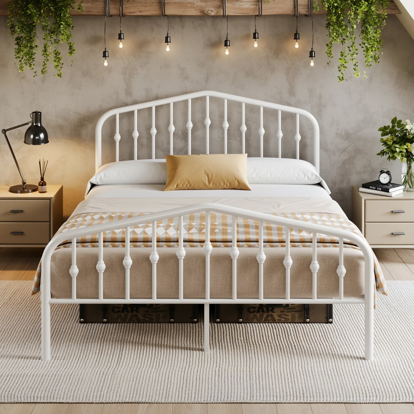 14'' Metal Bed Frame with Headboard & Footboard