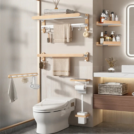 Bathroom Organizer and Storage Towel Rack Shelves    bathroom accessories corner shelf Bathroom towel bar no punching toilet storage shelf