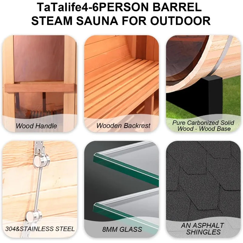 Outdoor Hemlock Wooden Barrel Steam Sauna Room