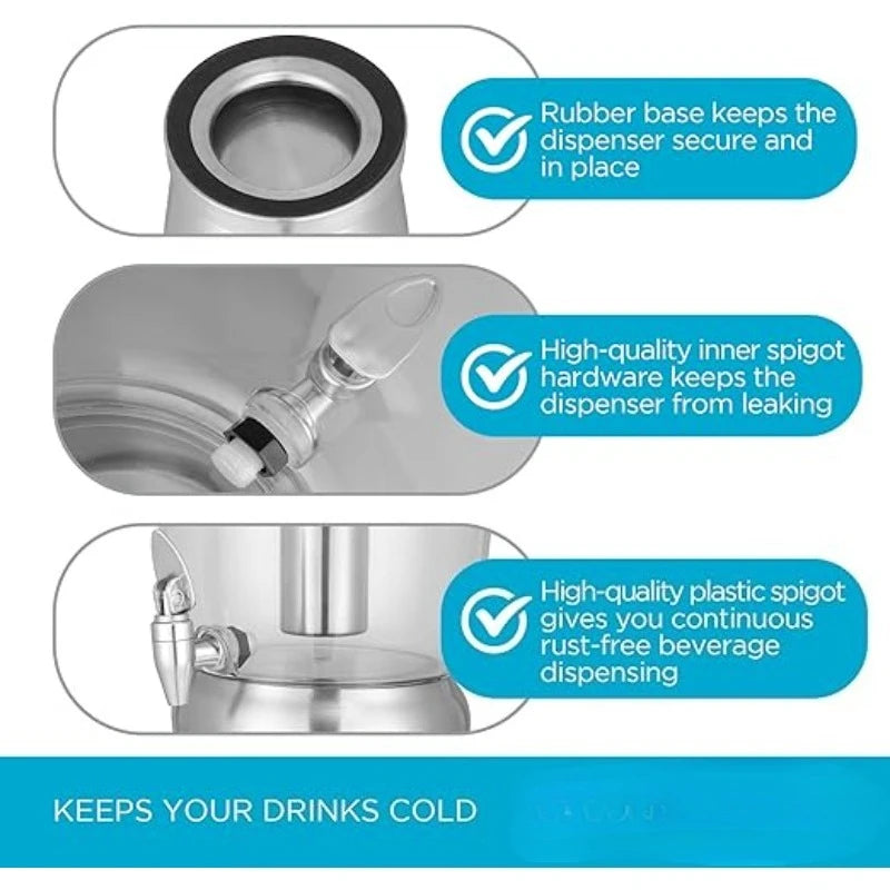 3 Gallon Stainless Steel Beverage Dispenser with Spigot