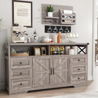 Farmhouse Sideboard Buffet Drawers/Open Shelves