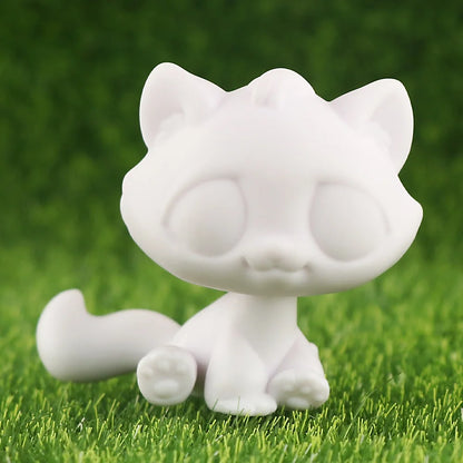 White Lovely Shorthair Cat, Collie and Husky Figurines