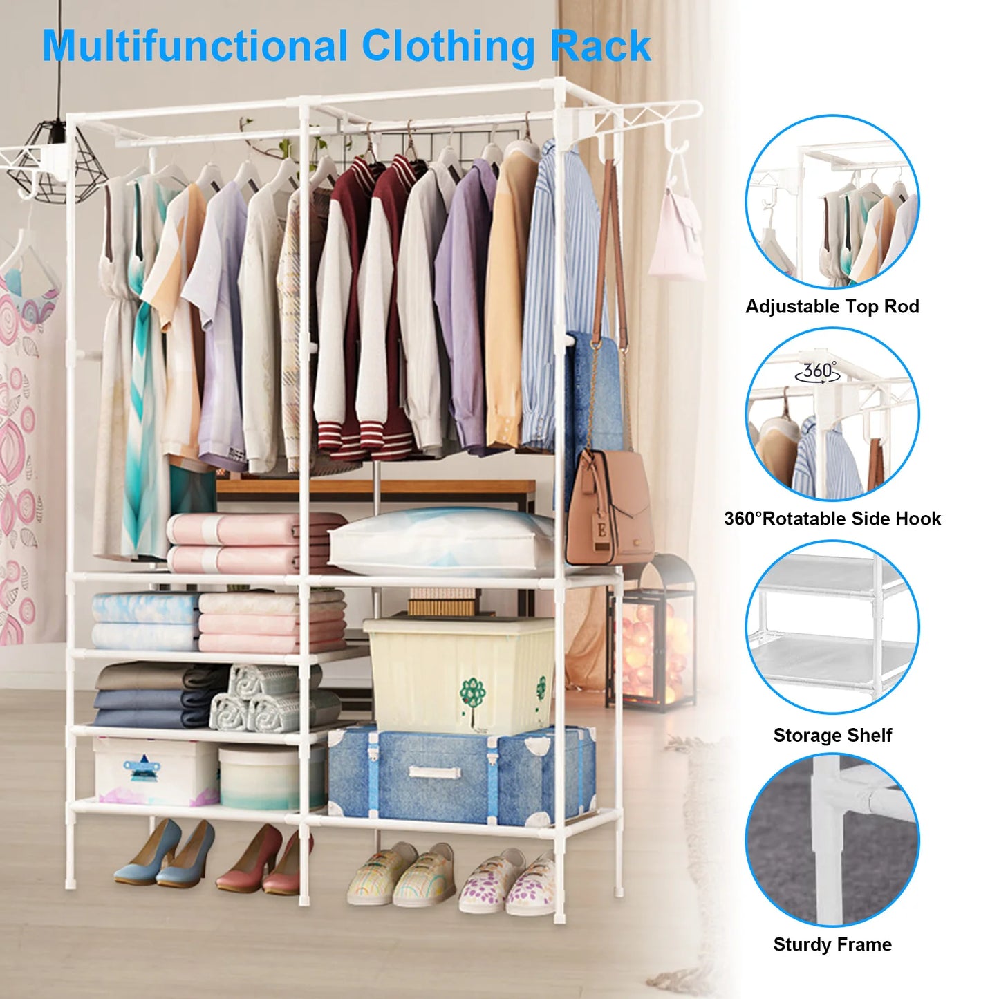 Metal Garment Clothing Rack Shoe Clothing Organizer