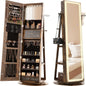LED Mirror Jewelry Cabinet Standing, 360° Swivel