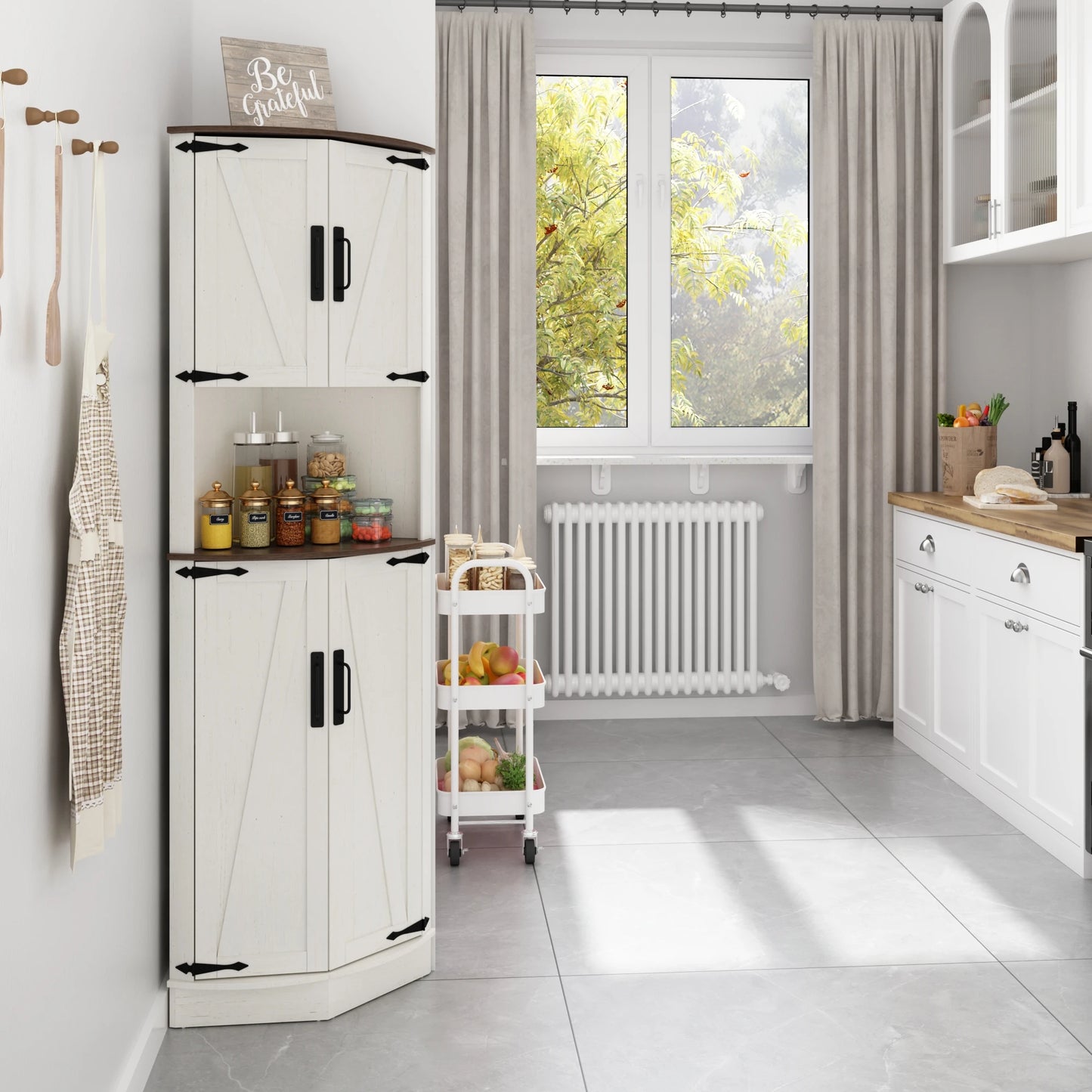 67" Corner Storage Cabinet with Barn Doors