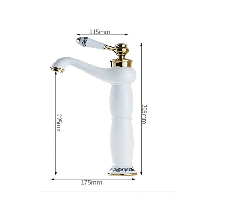 White Basin Faucet Blue and White Porcelain