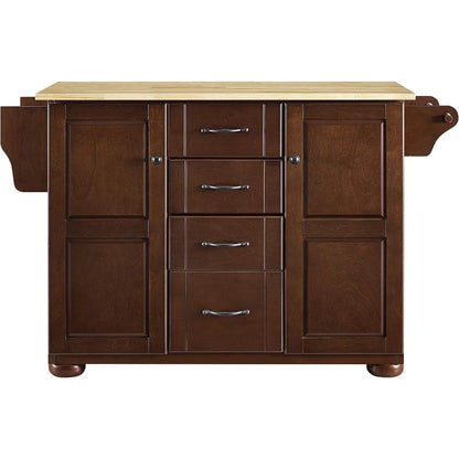 Mahogany Kitchen Island with Spice Rack, Drawers
