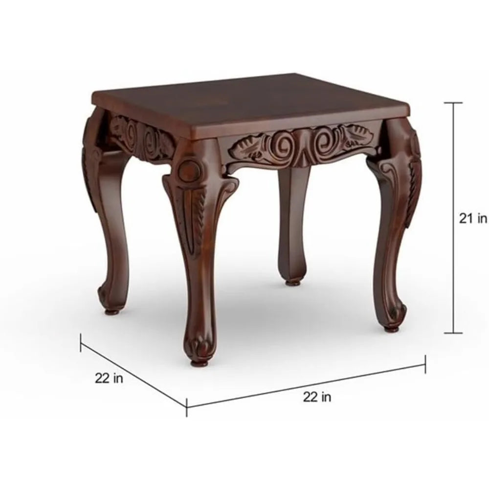 Dark Cherry Solid Wood Coffee Table Set