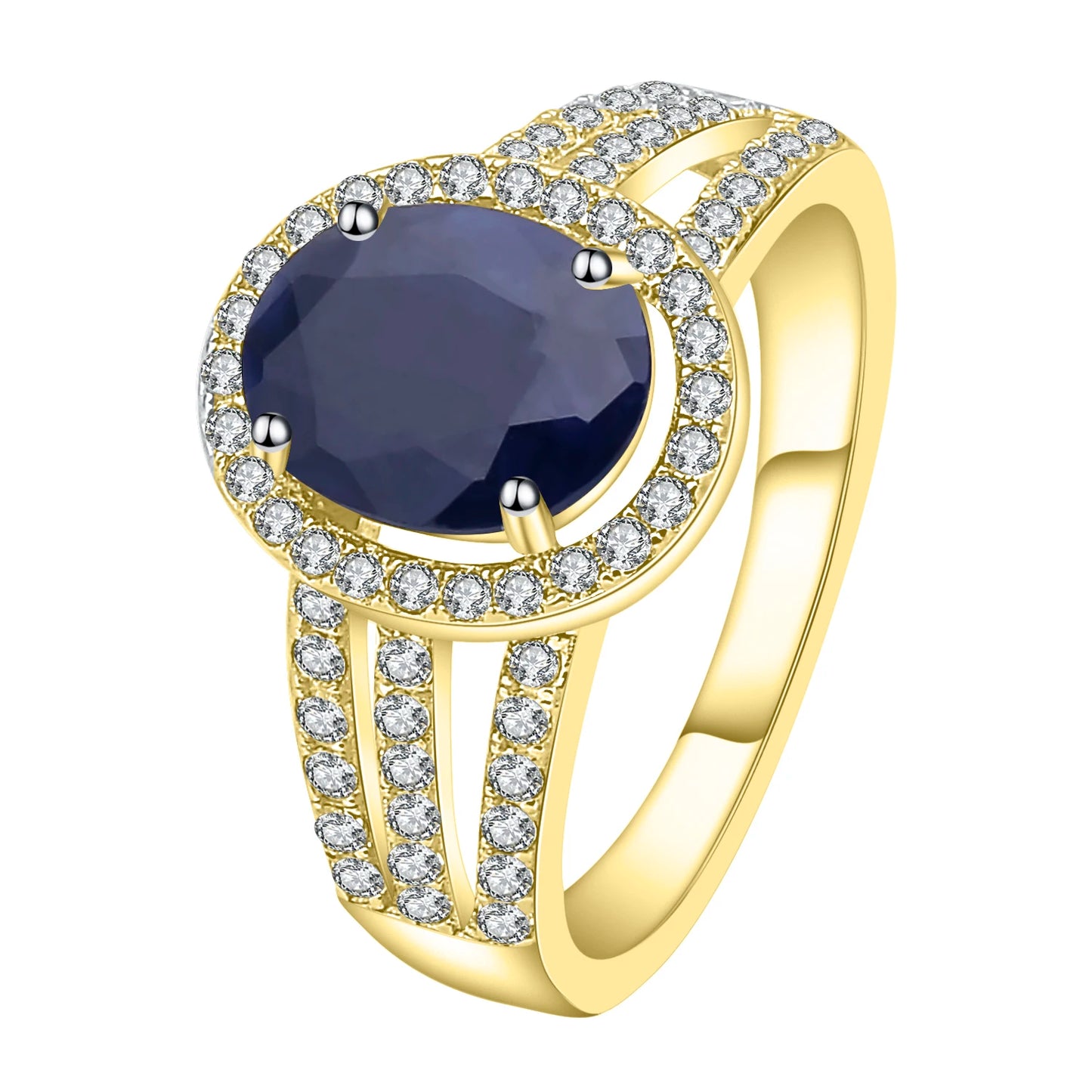 Ballet Natural Oval Blue Sapphire Rings Solid 14K 10K 18K