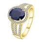 Ballet Natural Oval Blue Sapphire Rings Solid 14K 10K 18K