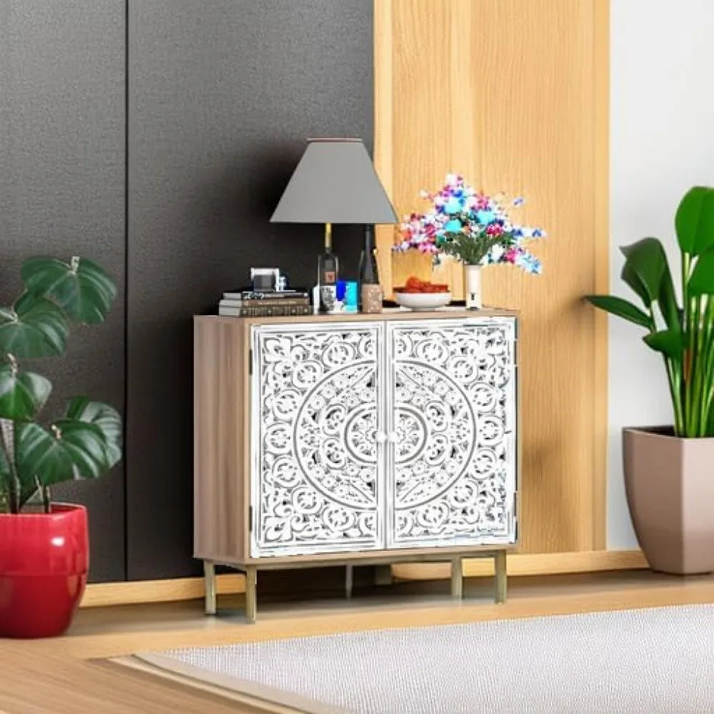 Free-Standing Wood Kitchen Cabinet Adjustable Shelf