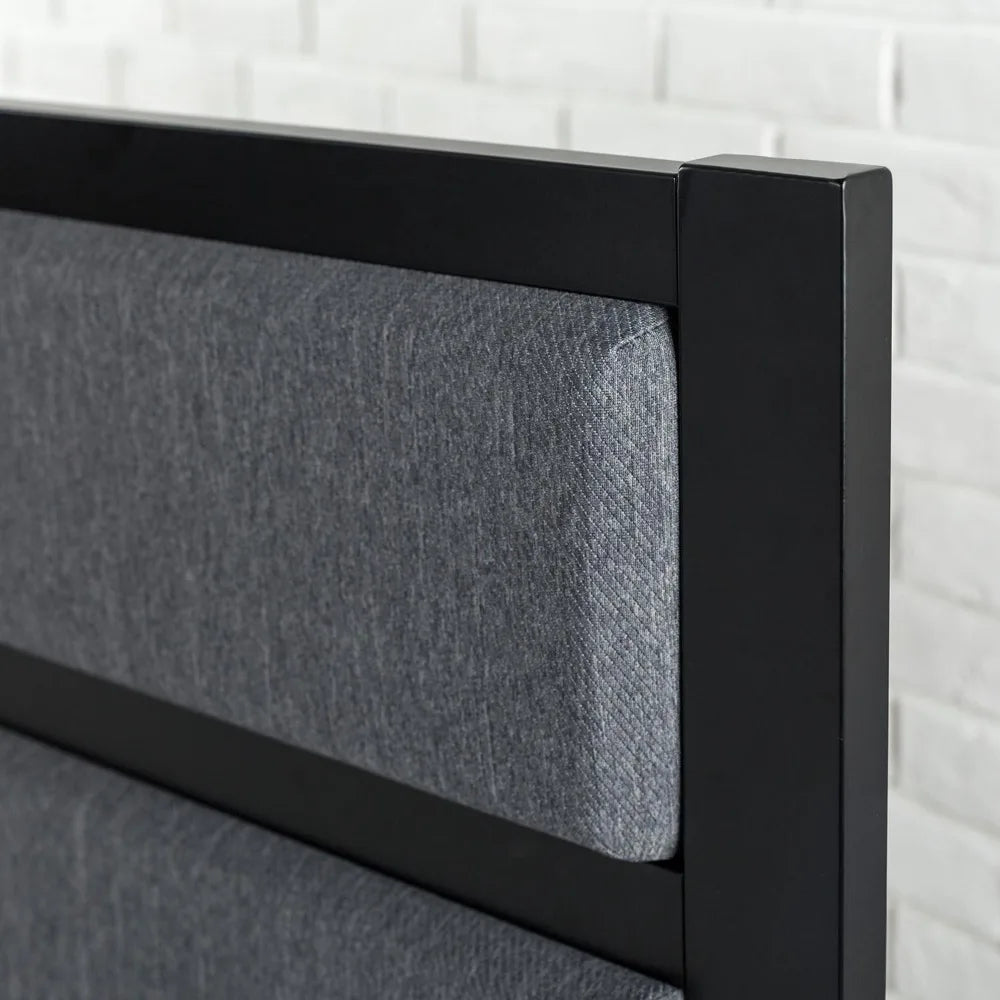 Queen Grey Upholstered Metal Headboard