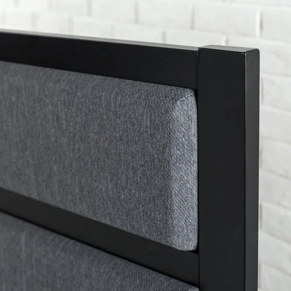 Queen Grey Upholstered Metal Headboard